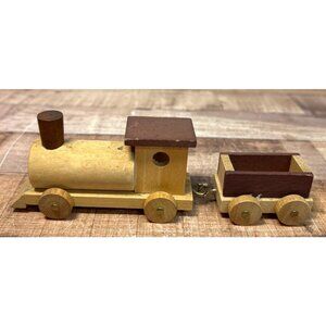 Handcrafted Wooden Train Engine & Cart Set - Rustic Decor Or Toy
